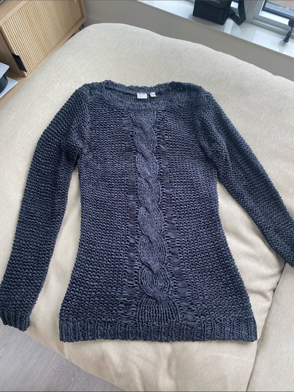 Women’s Navy Blue Chunky Cable-Knit Sweater